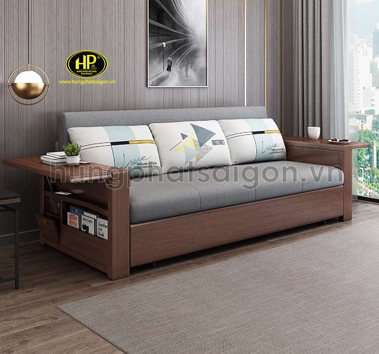 sofa giường đi văng gỗ hiện đại sang trọng
