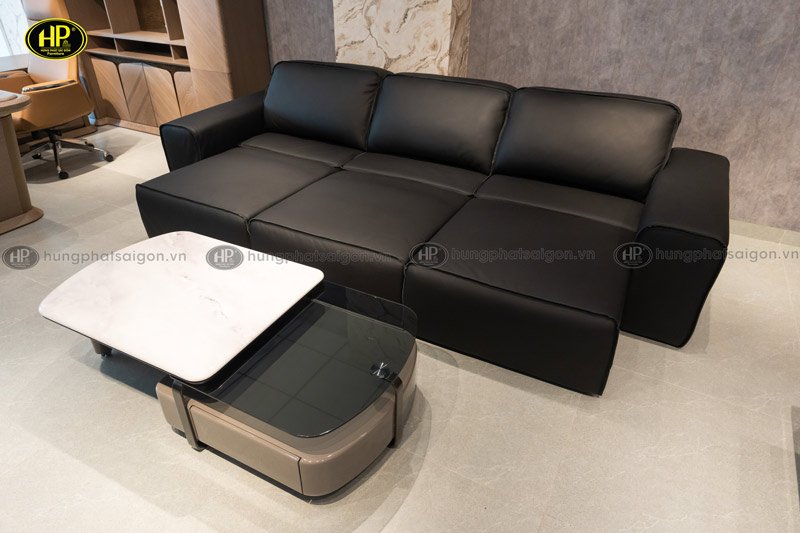 Ghế sofa da bò chỉnh điện màu đen