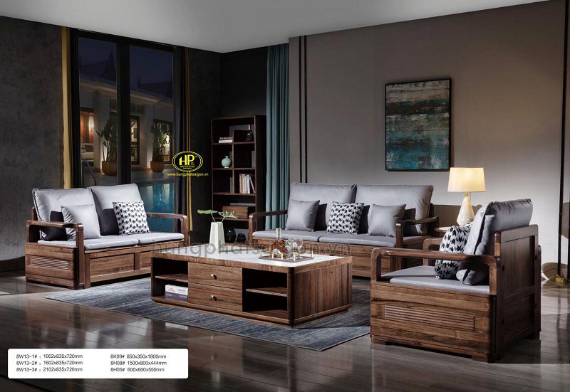 Sofa gỗ óc chó AT 8w13