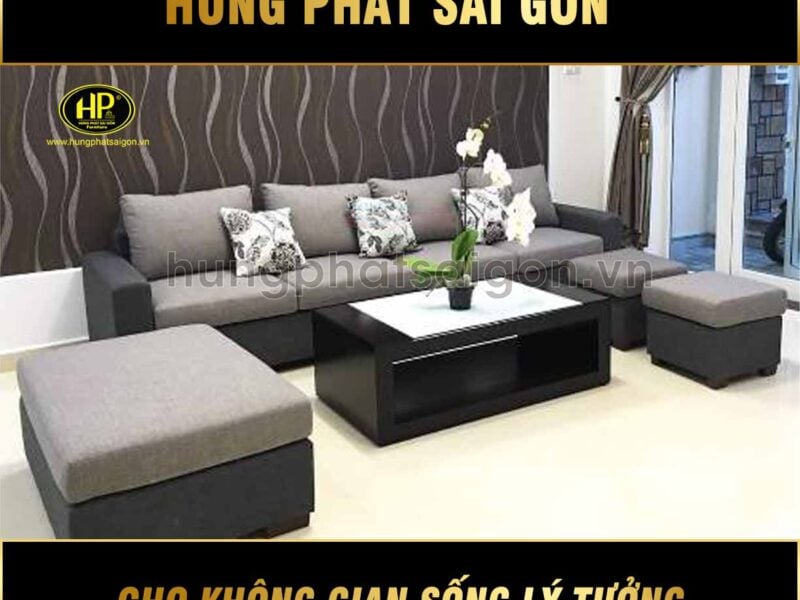 Sofa băng tặng 2 đôn H-229