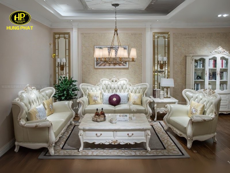 ghế sofa tân cổ điển da bò sf-75