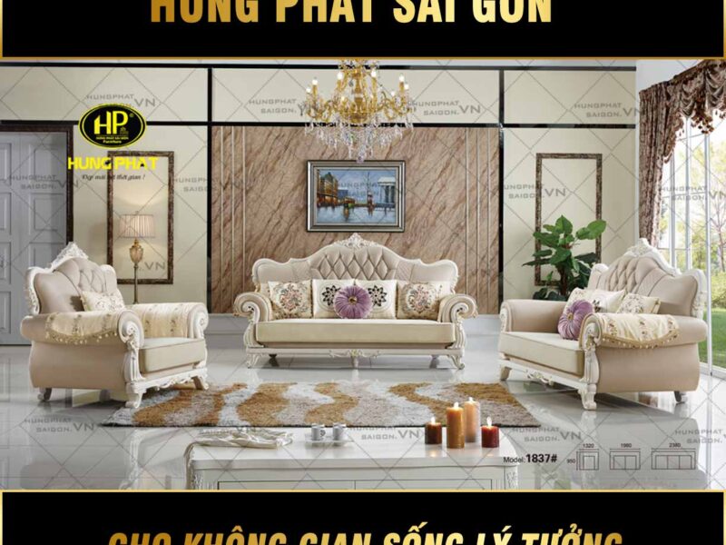 Sofa tân cổ điển bằng da mã H-1837