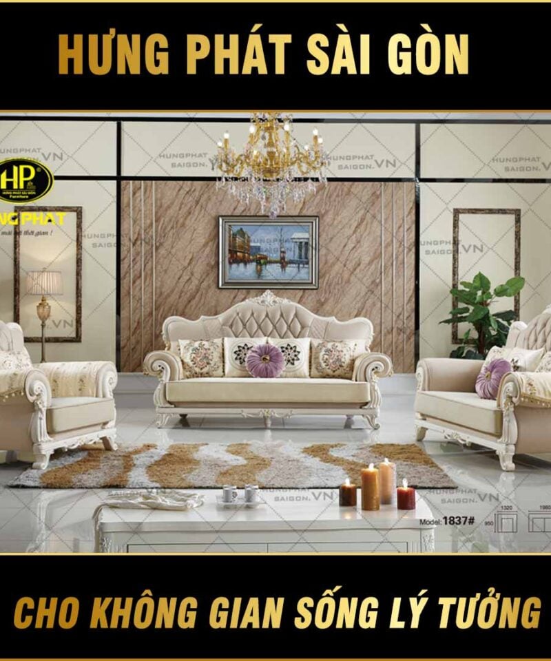 Sofa tân cổ điển bằng da mã H-1837