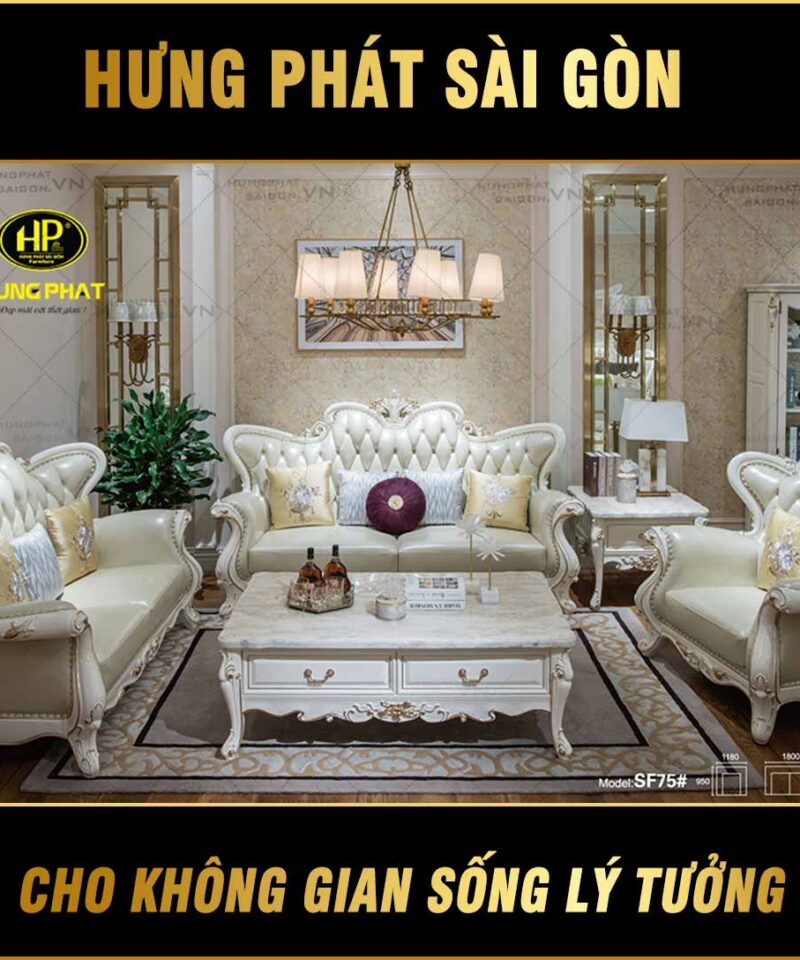 SOFA TÂN CỔ ĐIỂN DA BÒ SF-75