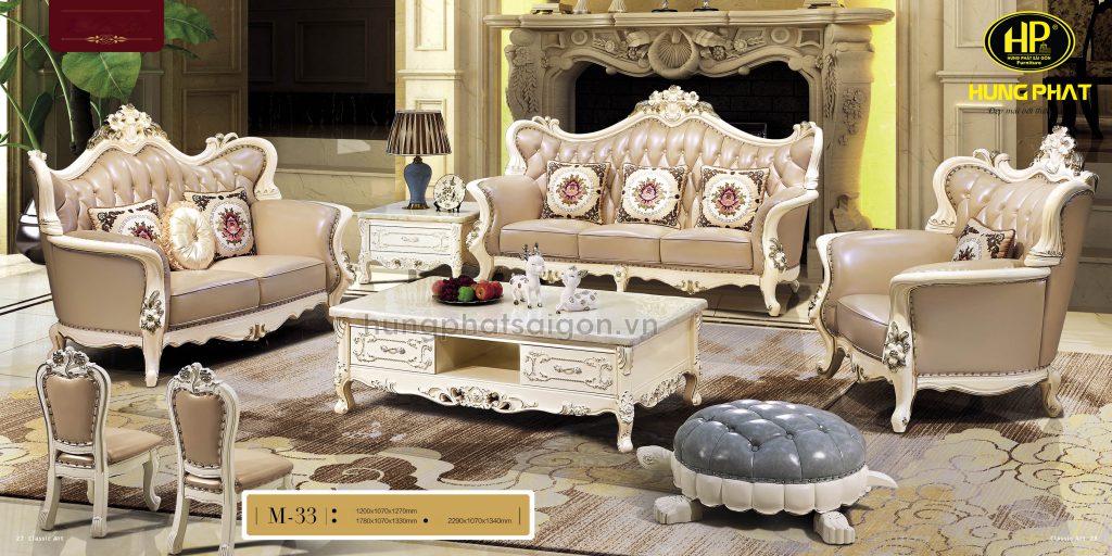 SOFA TÂN CỔ ĐIỂN LUXURY DA BÒ M-33