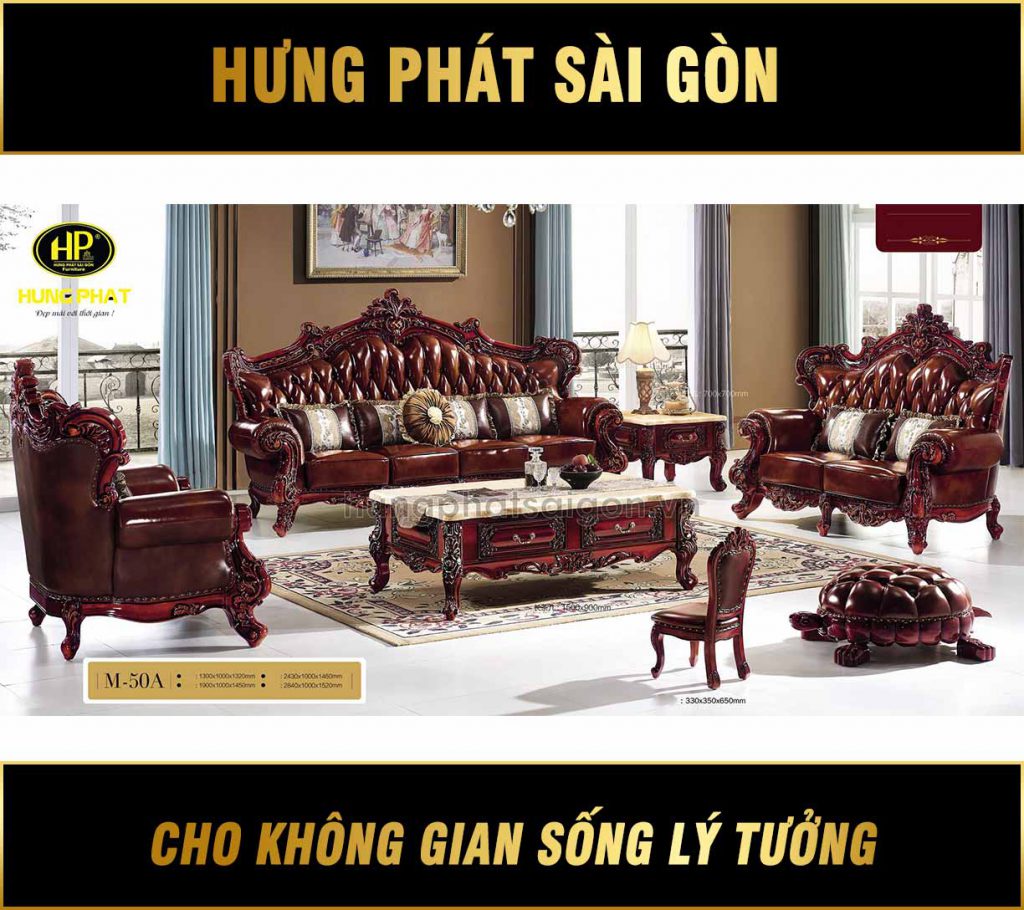 Sofa Tân Cổ Điển Da Bò M-50A