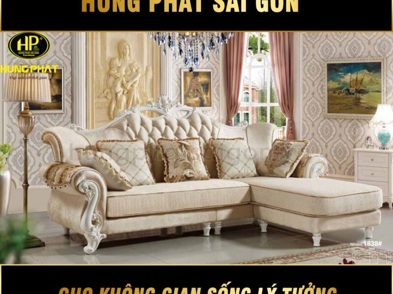Sofa góc tân cổ điển kích thước nhỏ H-1838