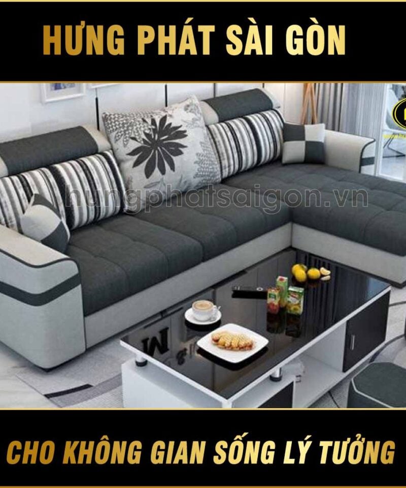 Sofa góc vải phối màu H-520