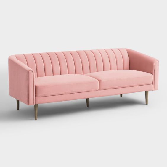 Ghế sofa dạng văng màu hồng dài 2 chỗ phong cách hiện đại
