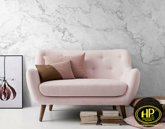 mẫu sofa văng màu hồng nhỏ nhắn xinh xắn thích hợp với mọi không gian