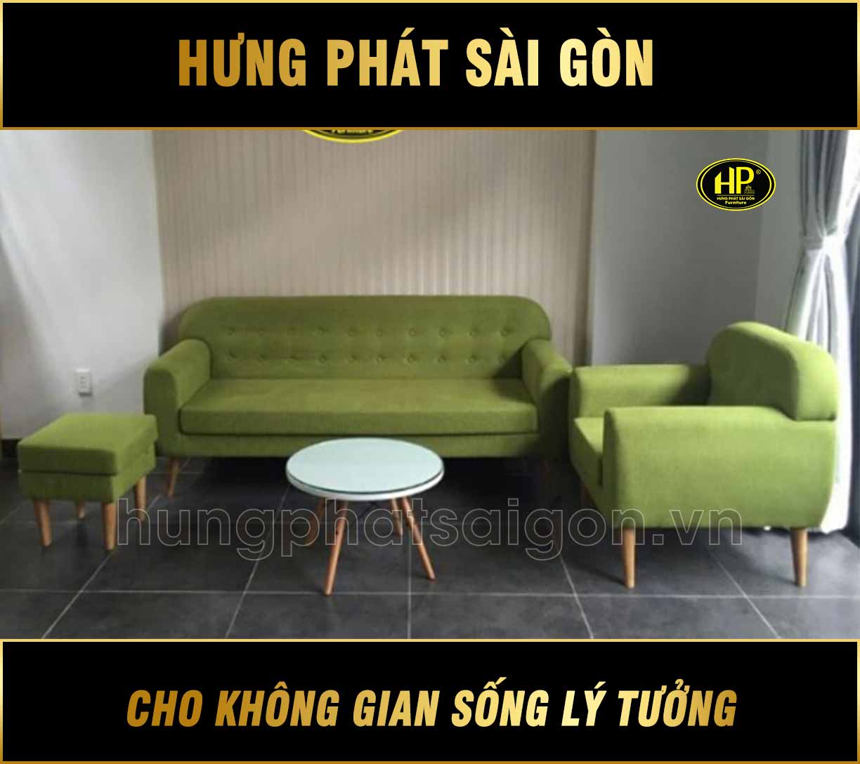 Sofa màu xanh lá cây Hưng Phát Sài Gòn được cam kết về chất lượng 