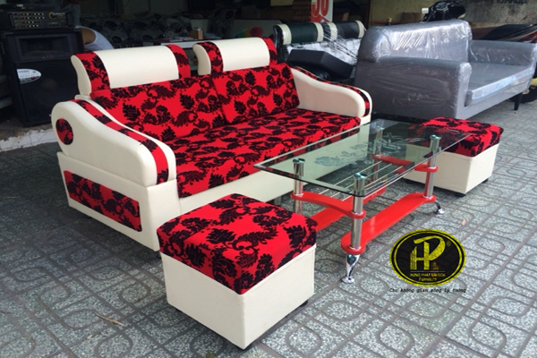 ghế sofa phòng khách màu đỏ đẹp
