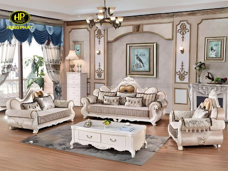 mẫu sofa tân cổ điển vải nỉ nhập khẩu cao cấp tp-n668