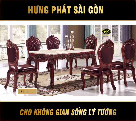 Bàn ăn cổ điển 6 ghế H-8-1