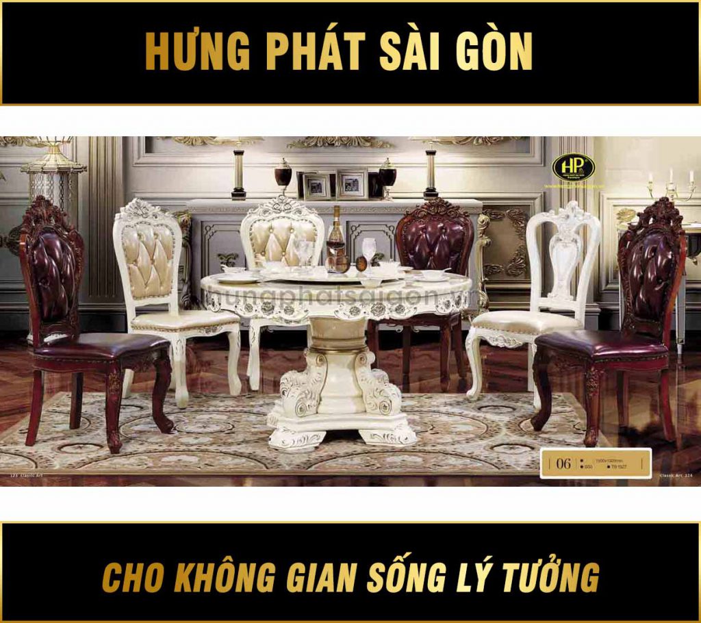 Bàn ăn cổ điển tròn H-06A