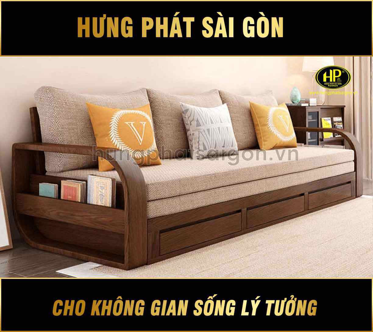 Sofa giường gỗ mới nhất G-08 - Hưng Phát Sài Gòn