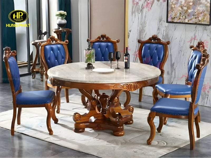 bộ bàn ăn cổ điển sang trọng h-8016