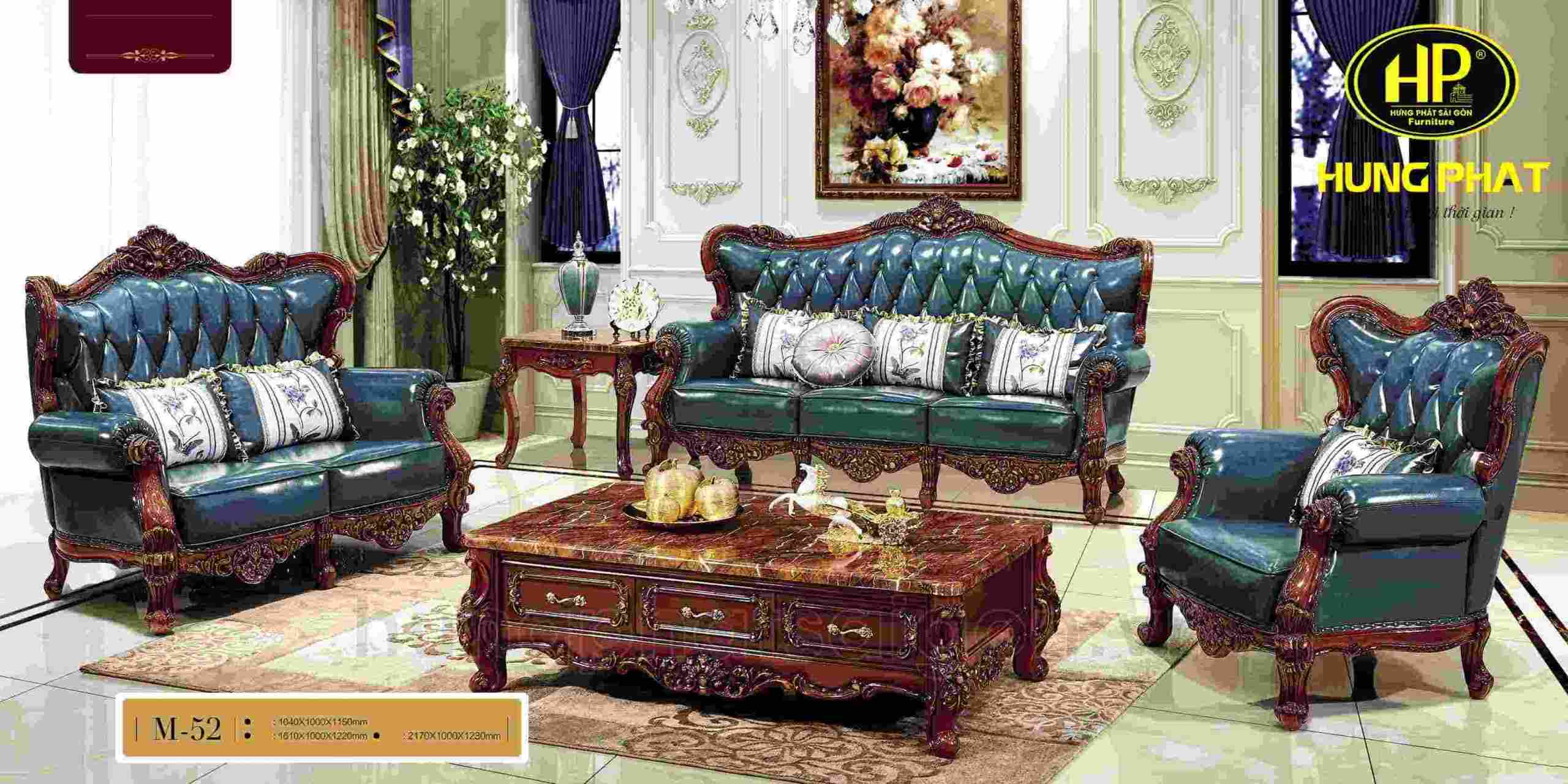 sofa da tân cổ điển hiện đại