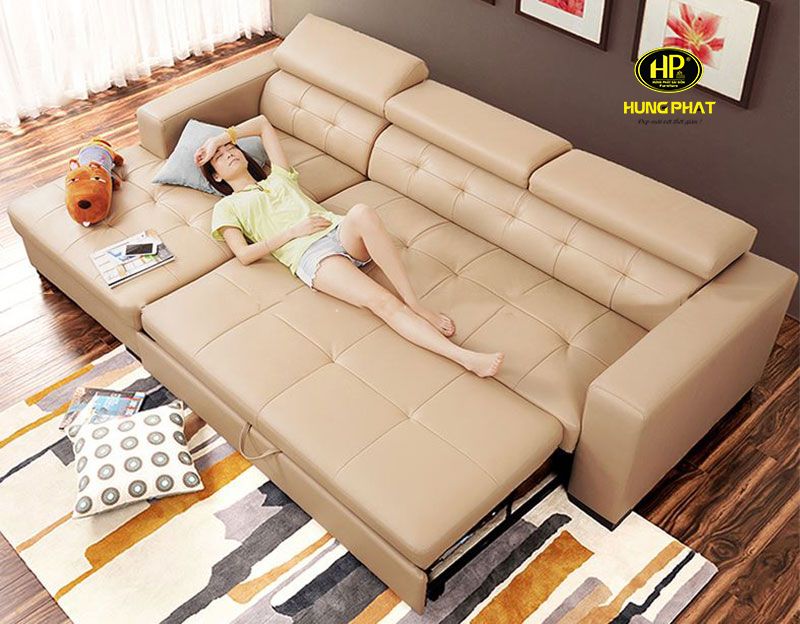 sofa giường kéo bằng da cao cấp sang trọng