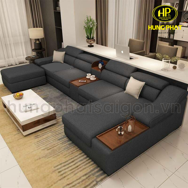 sofa góc vải giá rẻ màu xám nâu đẹp