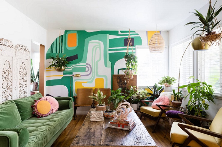 trang trí phòng khách kết hợp cây xanh đẹp thân thiện môi trường