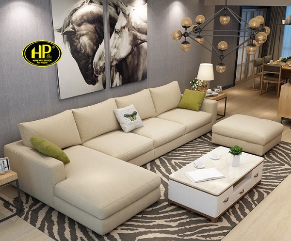 trang trí phòng khách kết hợp sofa vải
