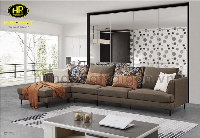 trang trí phòng khách kết hợp sofa vải đơn giản