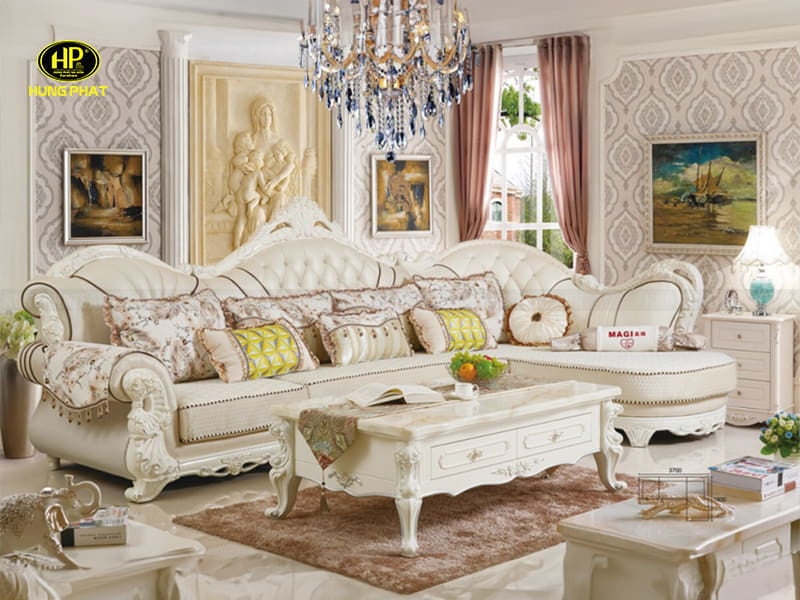 ghế sofa góc tân cổ điển nhập khẩu h-1813