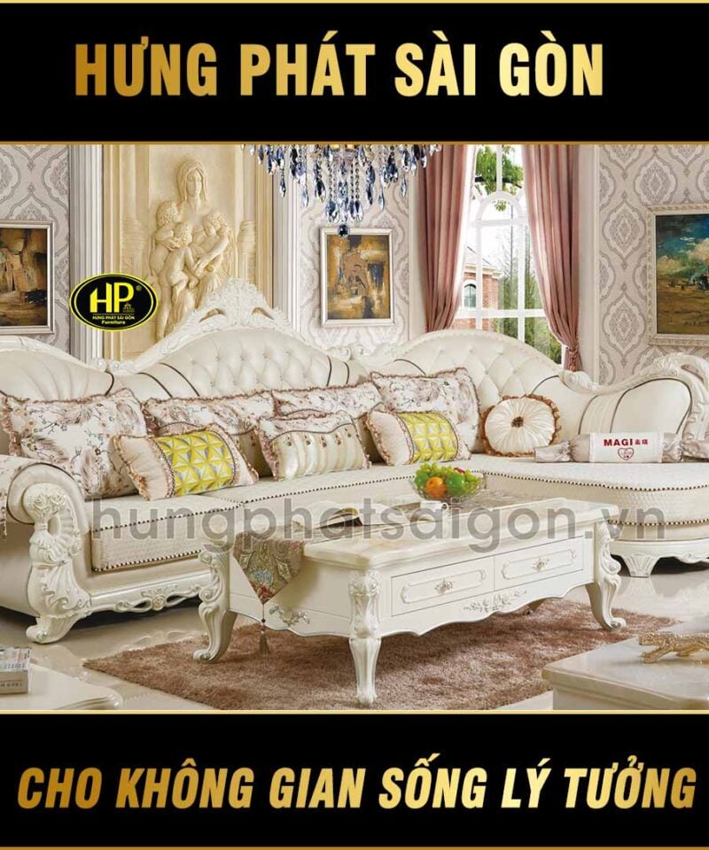 Sofa góc tân cổ điển nhập khẩu H-1813