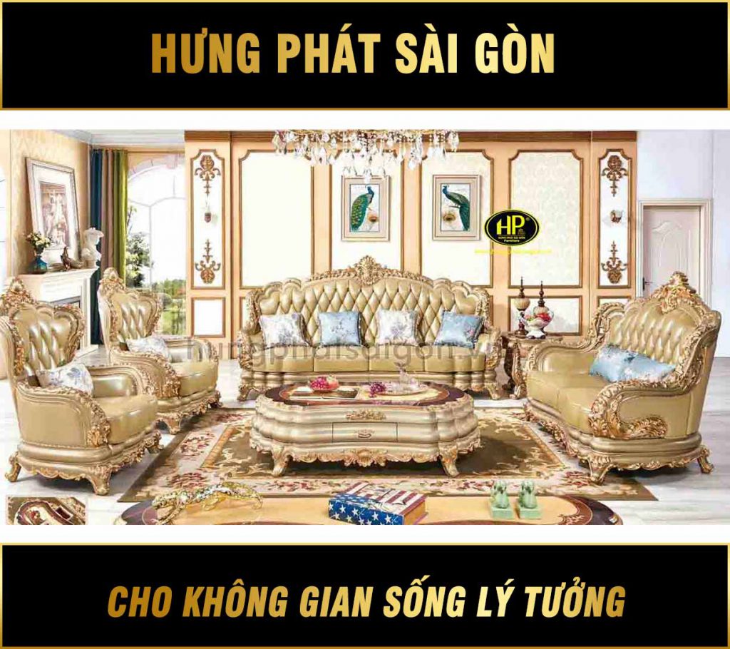 Sofa tân cổ điển hoàng gia dát vàng 24k M-315