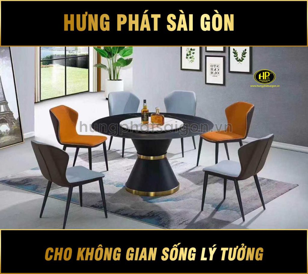 Bàn ăn tròn mặt đá hiện đại BT-03