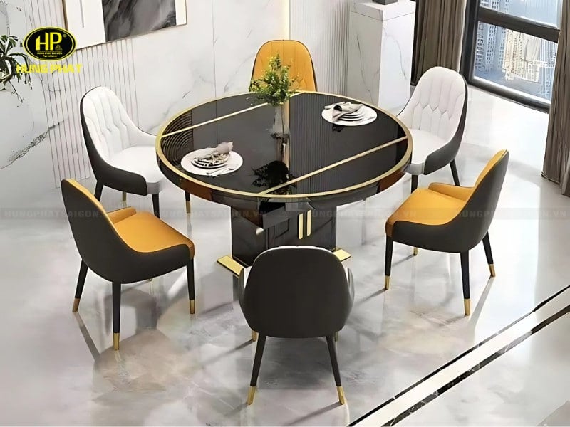 mẫu bàn ăn tròn sang trọng bt-01