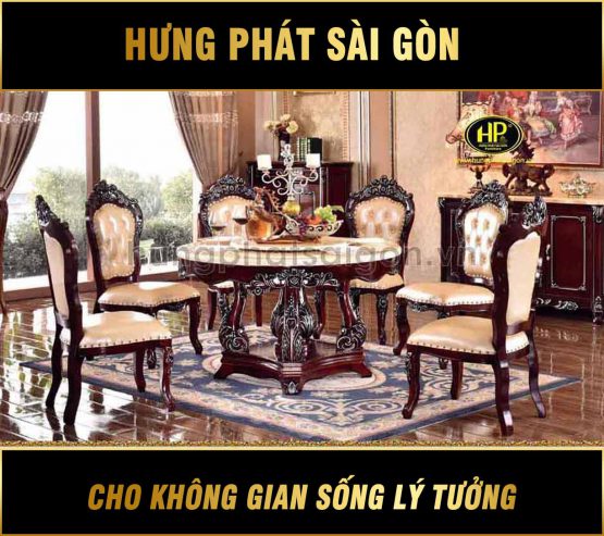 Bàn ăn tròn tân cổ điển 6 ghế YZ-818