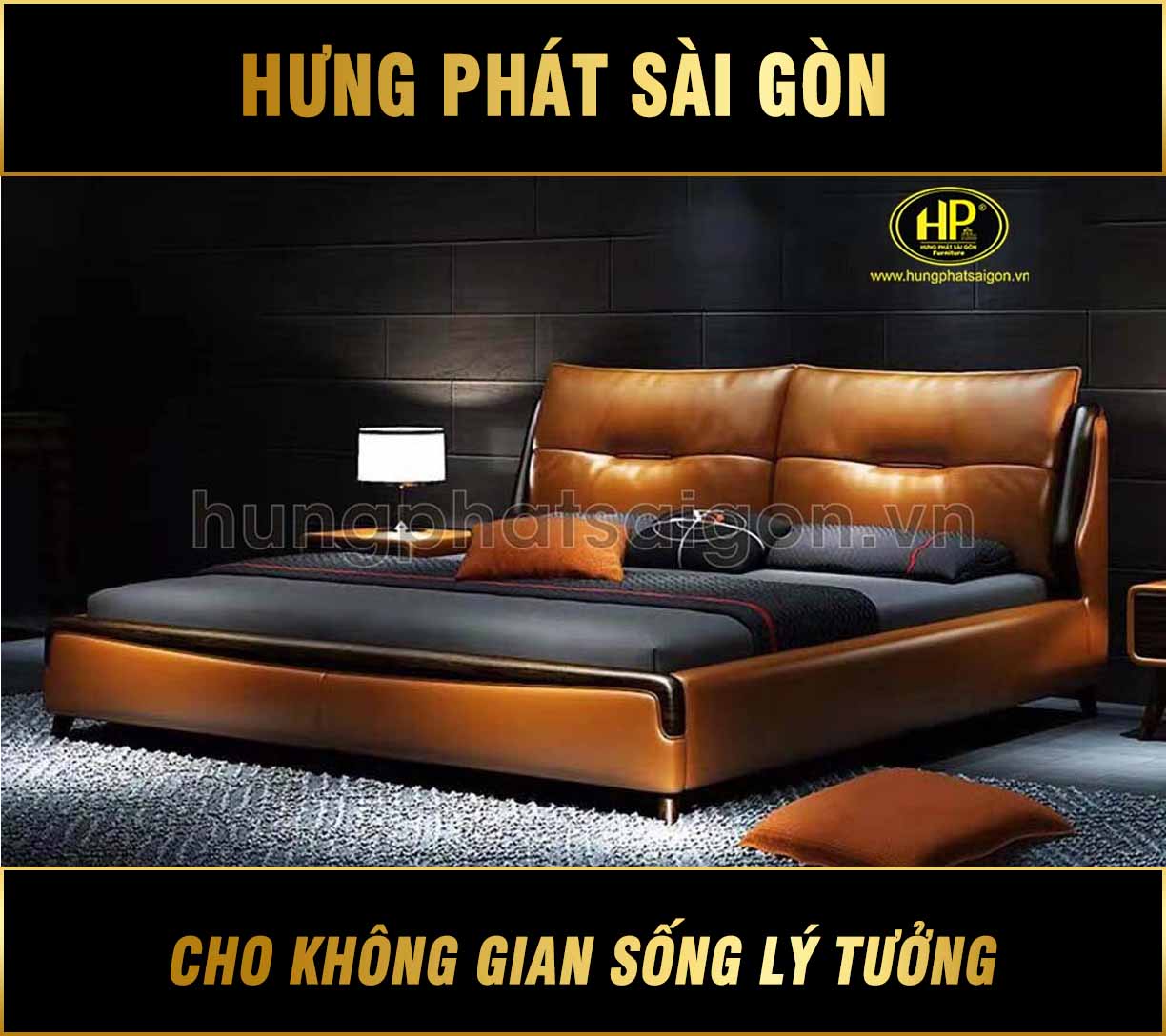 Mẫu giường da thiết kế đơn giản GD-22