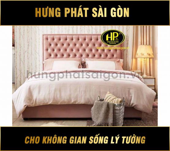 Thiết kế giường da màu hồng cá tính GD-20