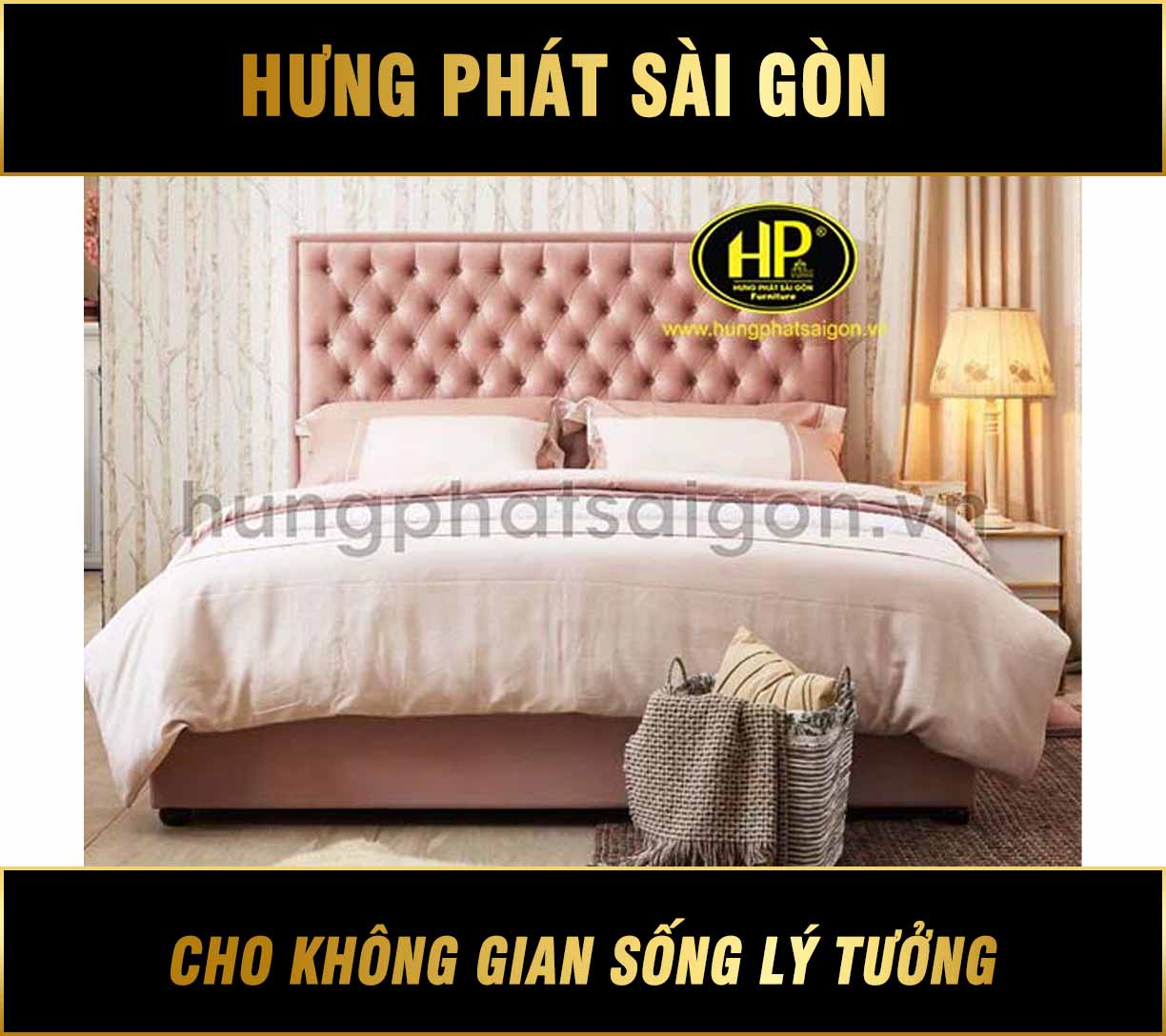 Thiết kế giường da màu hồng cá tính GD-20