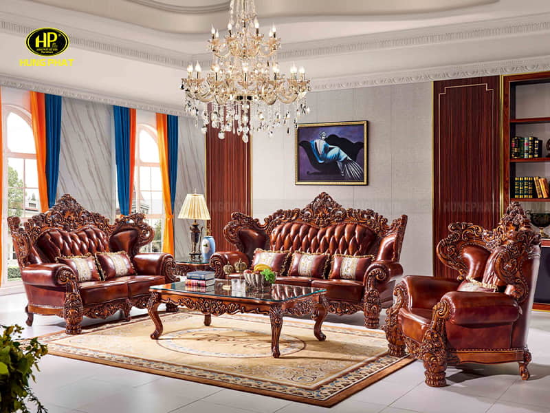 ghế sofa gỗ hương đỏ tân cổ điển m-28