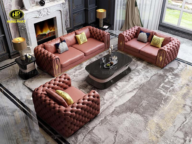 sofa da phòng khách nhập khẩu nk-13