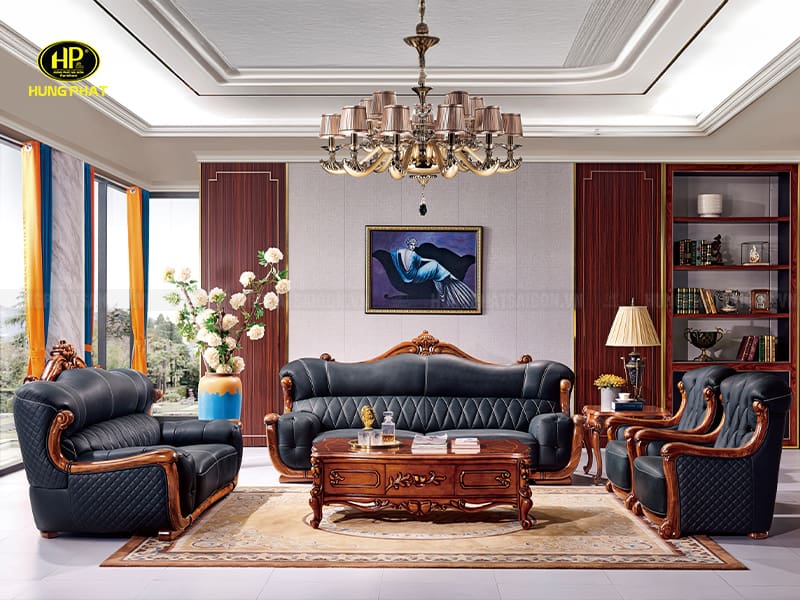 sofa tân cổ điển gỗ mun b05