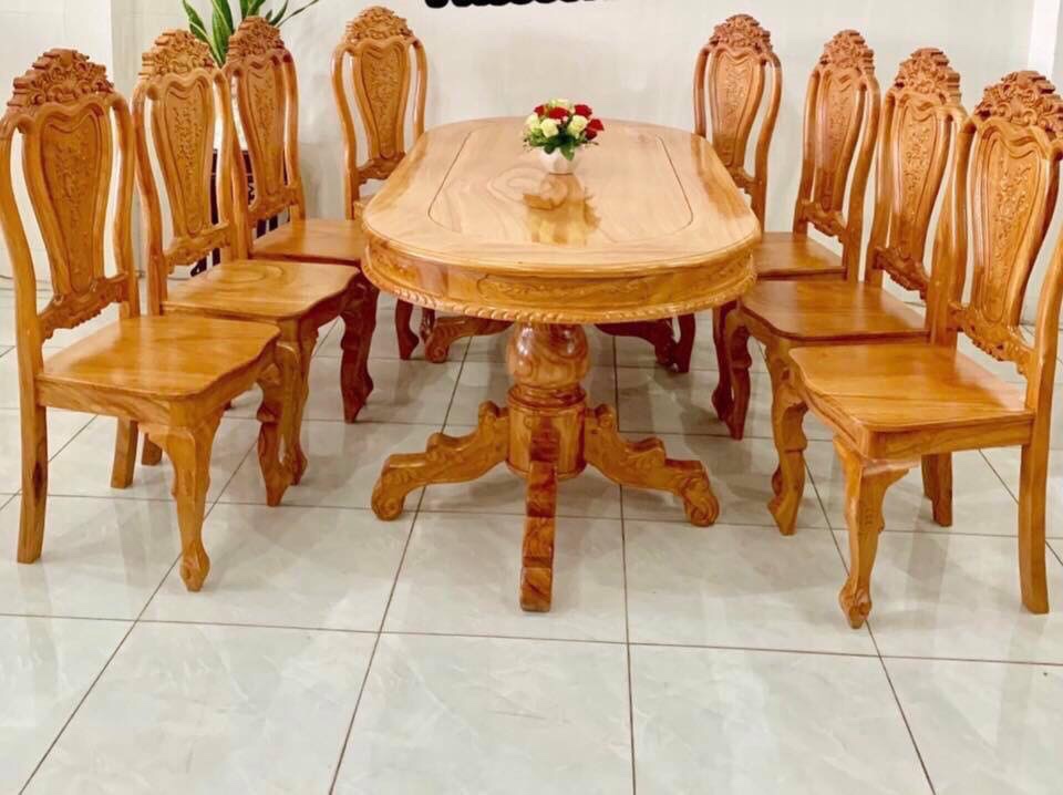Bộ bàn ăn 10 ghế gỗ Hương Đá - Xưởng Đồ Gỗ Giá Gốc