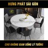 Bàn ăn tròn mặt đá trắng có thể mở rộng BA-709T
