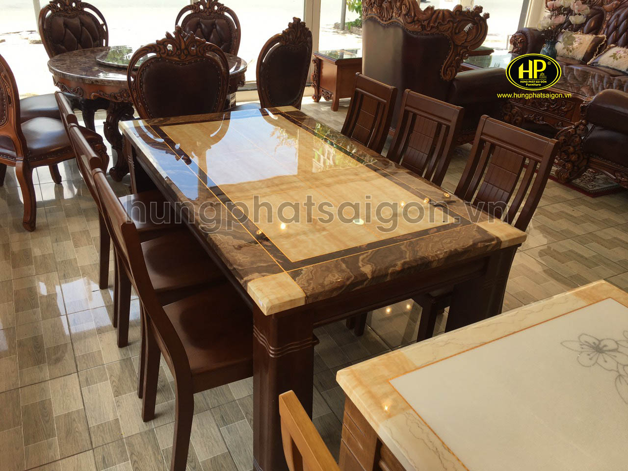 bàn ăn gia đình 6 ghế bằng gỗ hiện đại