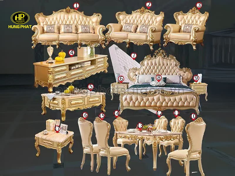 bộ combo nội thất tân cổ điển nhập khẩu m-811