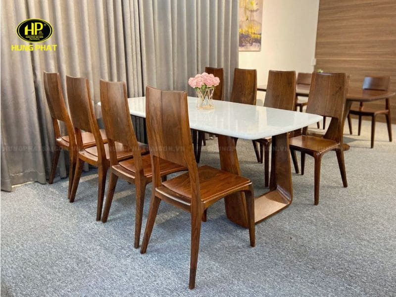 combo bàn ghế phòng ăn gỗ óc chó cao cấp ac-03