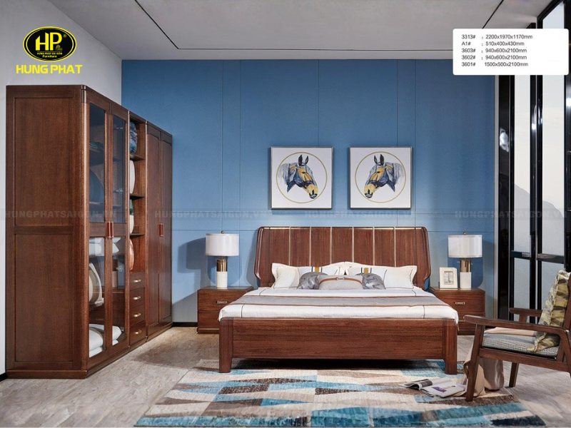 bộ giường tủ bằng gỗ hiện đại tp-3313
