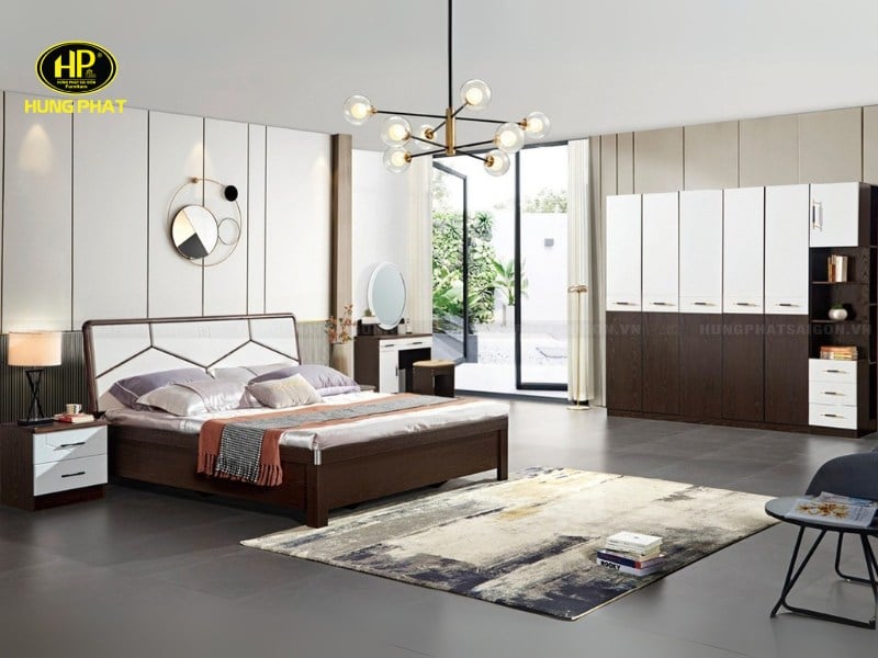 bộ giường tủ hiện đại nhập khẩu cao cấp tp-3225-1