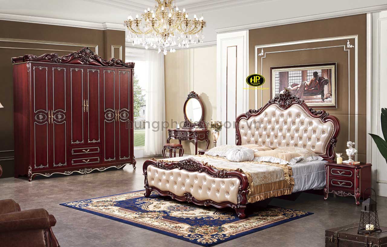 Bộ giường tủ bàn phấn cổ điển nhập khẩu TP-1659