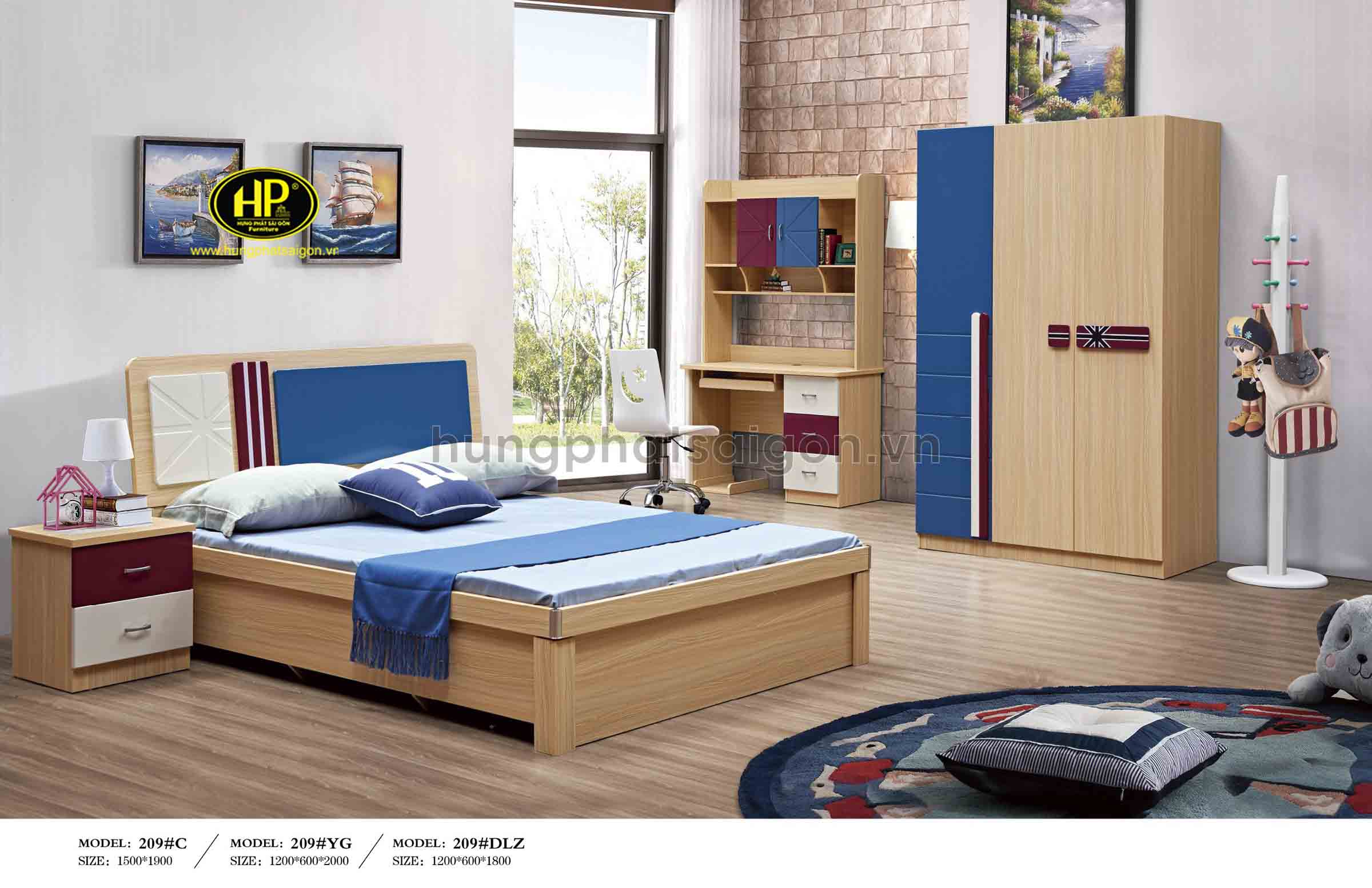 Bộ giường tủ gỗ MDF hiện đại TP-209