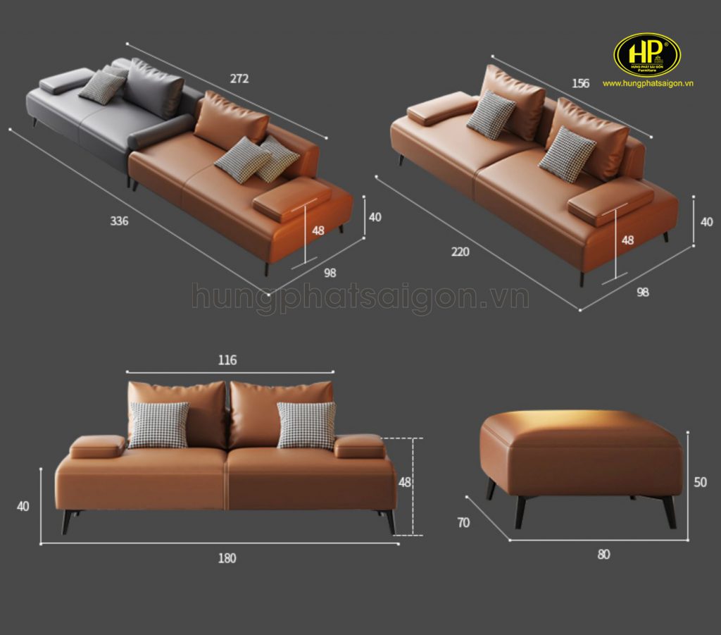 Sofa bằng da hiện đại H-189