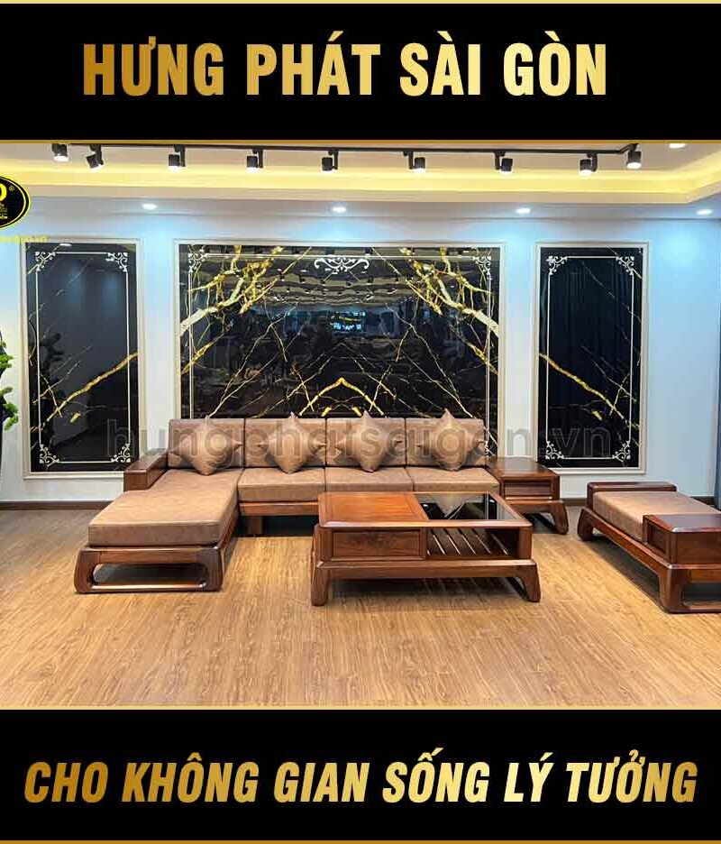 Bộ combo bàn ghế sofa gỗ óc chó cao cấp HO-23